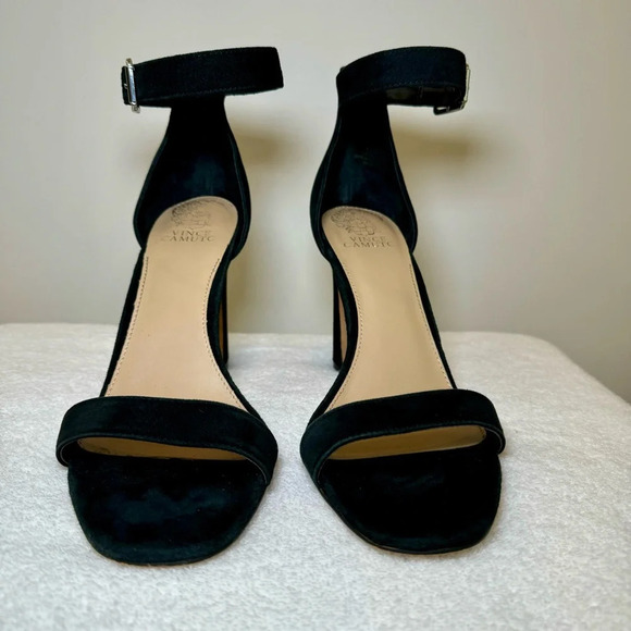 Vince Camuto Shoes - Vince Camuto VP-Acelyn Black suede ankle strap block heel sandals women’s 10